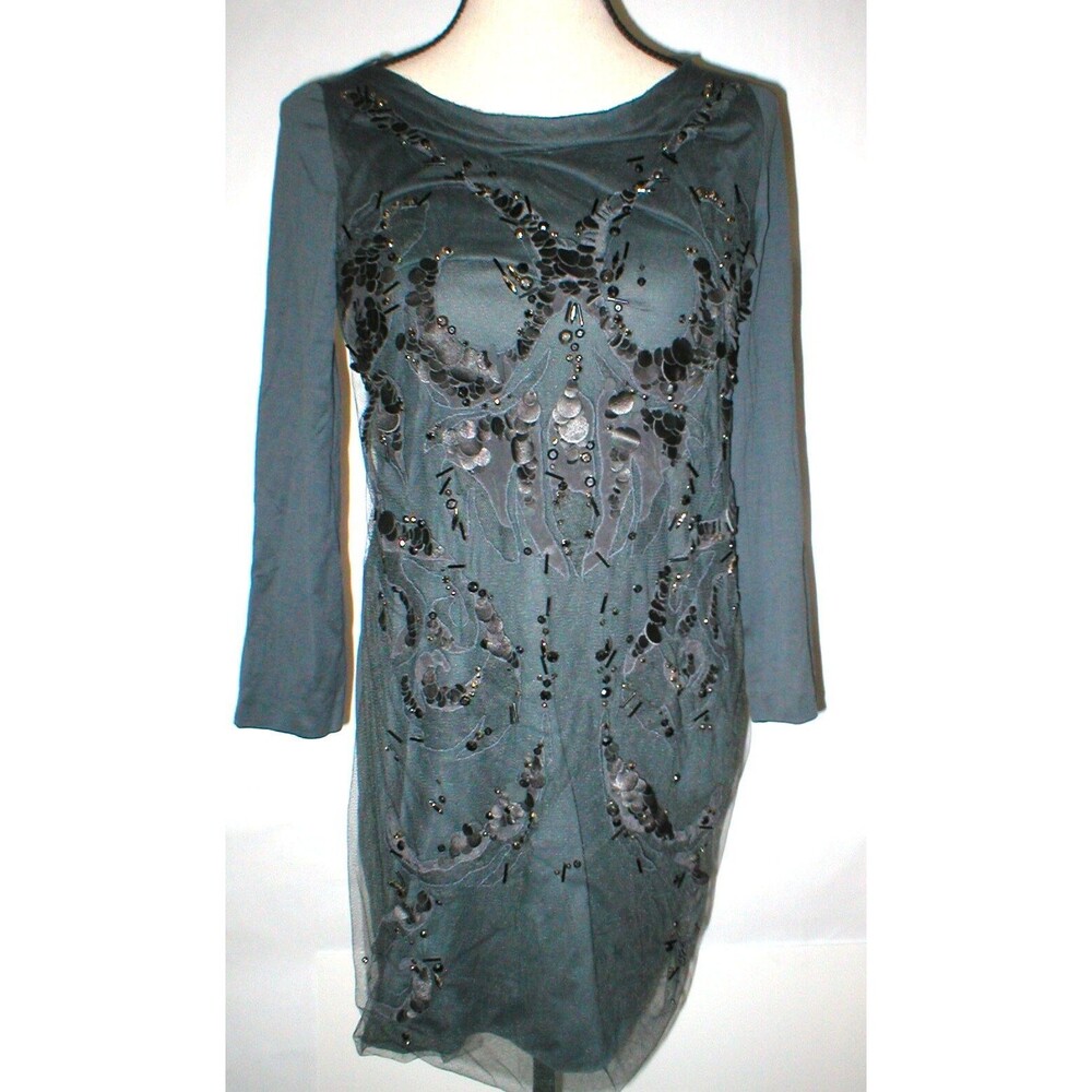 New Womens 10 NWT Roberto Cavalli Gray Lace Crystal Bead Dress 46 Designer Italy